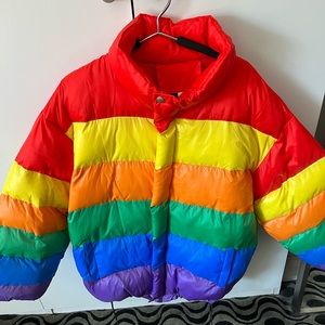 Oversized relaxed fit Rainbow puffer